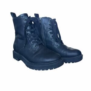 Wydr Morgan Boots Womens Size 6 WW Fits 7 Black Leather Combat Lug Sole Booties